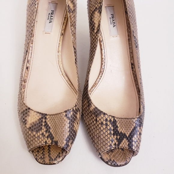 Prada Python Snakeskin Pattern Peeptoe Heels 36.5 - Picture 4 of 12